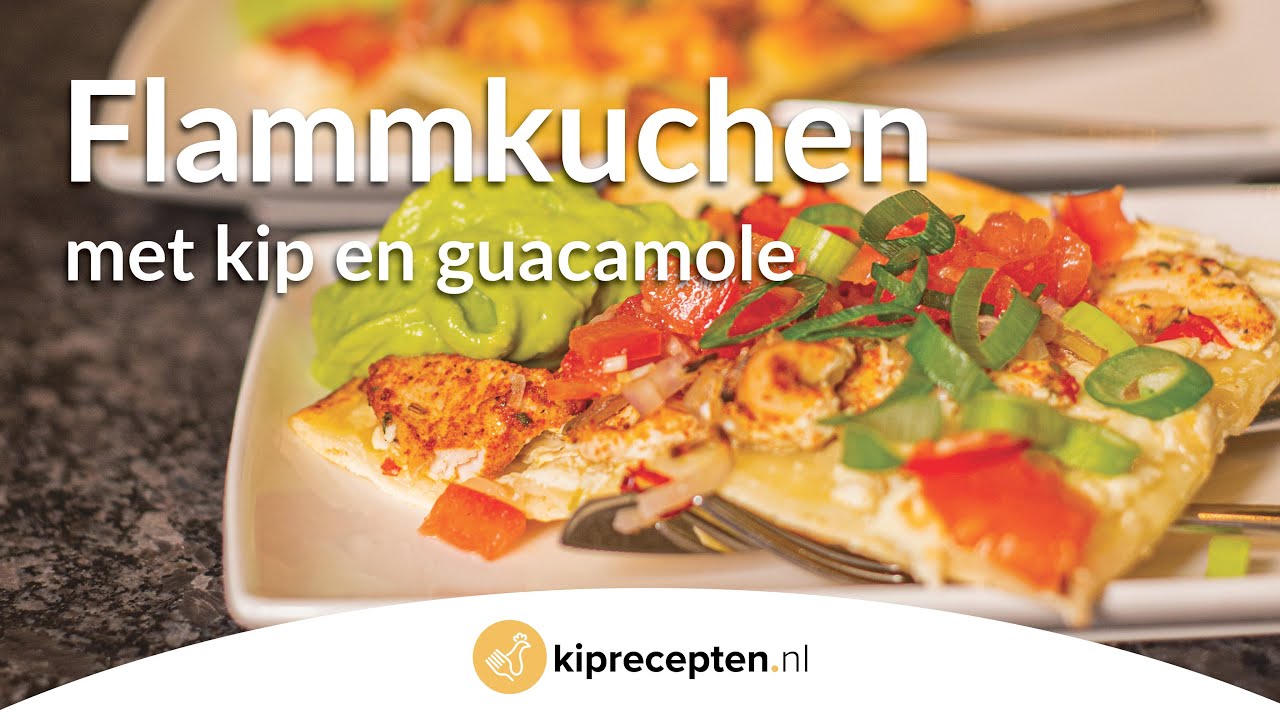 Flammkuchen met kip en guacamole