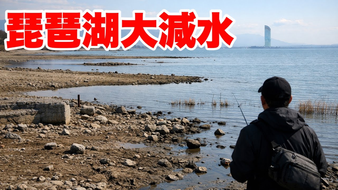 今まで見たことないくらい水の少ない琵琶湖にデカバス狙いに行って見たら今年初の…