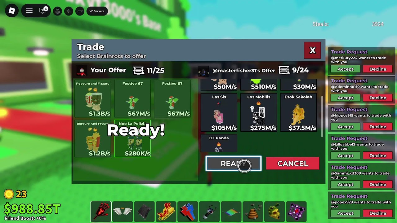 Steal a brainrot trading