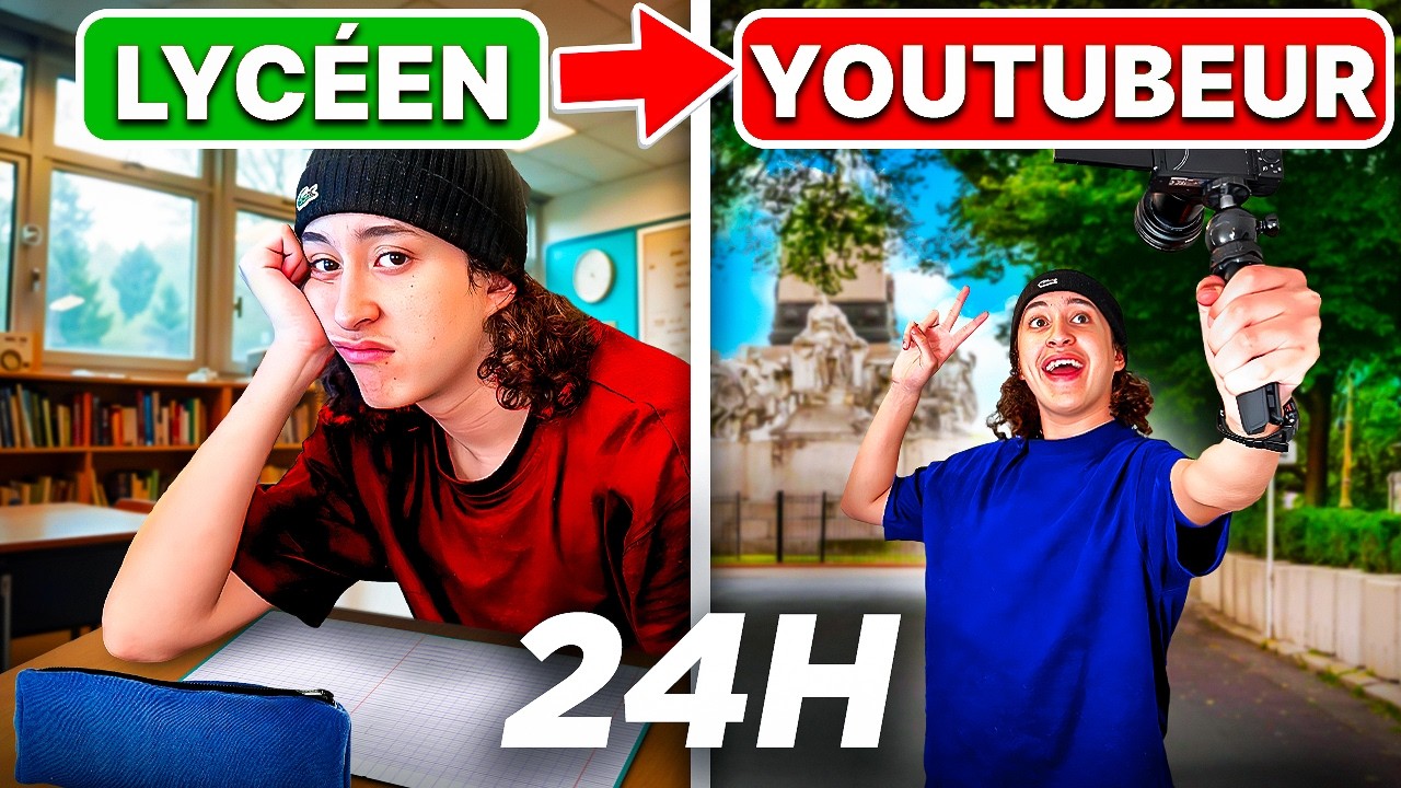 24H dans ma VIE de LYC&Eacute;EN et YOUTUBEUR ! (2024)
