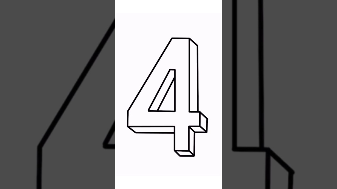 How To Draw Number, Four 4 In 3D