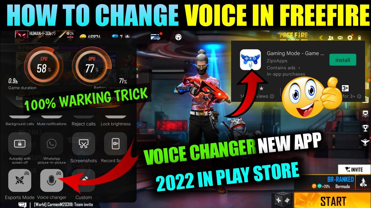 how to change voice in free fire|| Game moods app || voice change oppo || voice change realme 🔥
