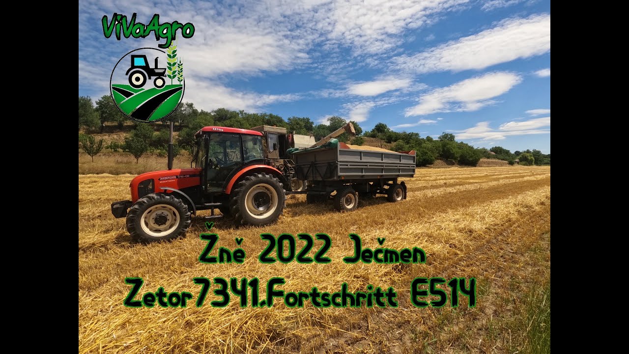 Žně 2022 , Fortschritt e514 , Zetor 7341 , poslední ječmen