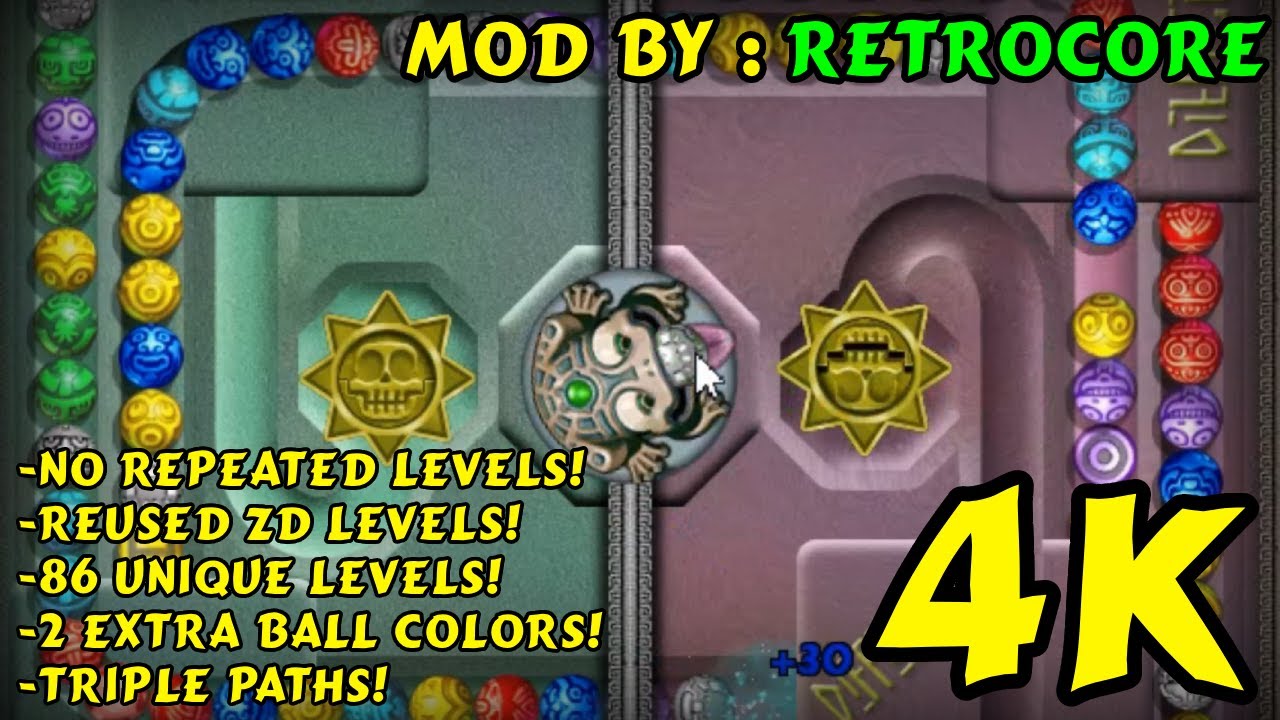 [4K] Zuma Deluxe+ Plus 1.0 - ALL 86 LEVELS || FULL Longplay [Mod by @retrocore-himself]