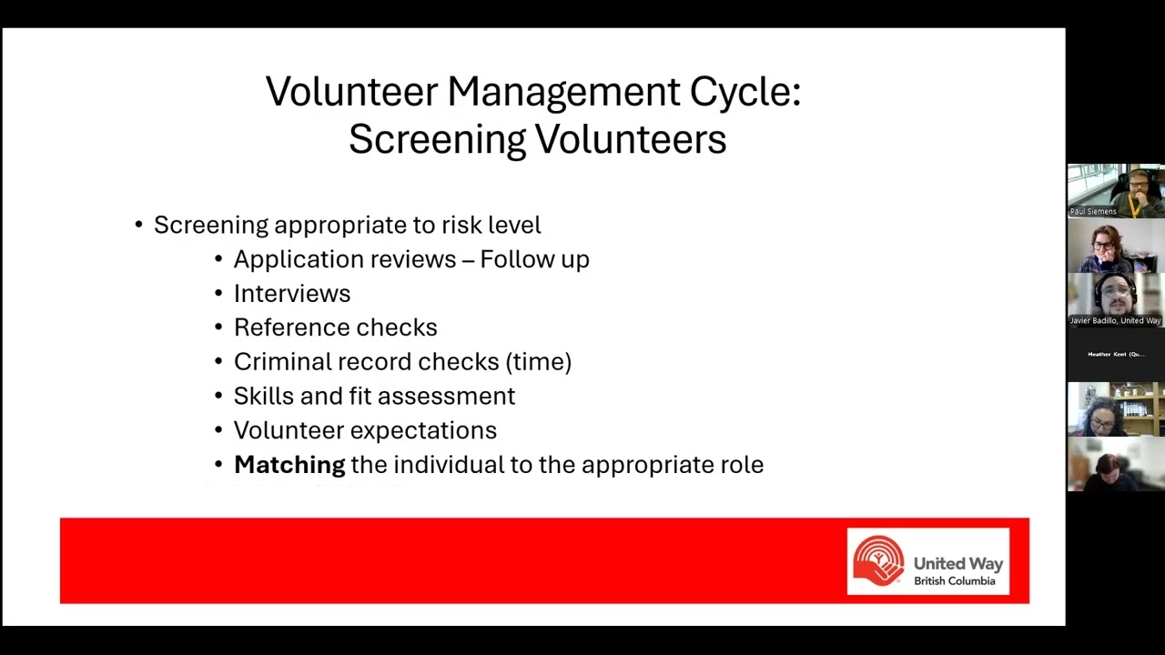 Working with volunteers