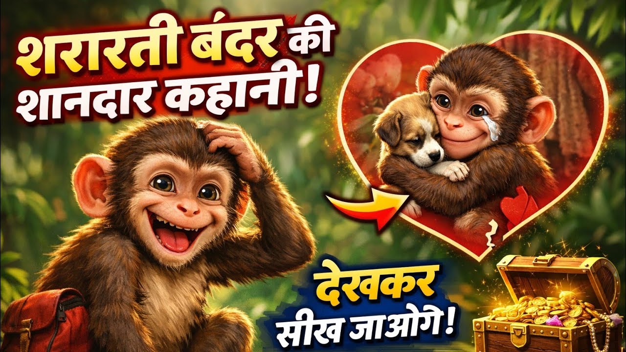 Cute Monkey Story in Hindi | बच्चों और बड़ों के लिए  !इस बंदर की कहानी हर किसी को कुछ सिखाएगी 🙏
