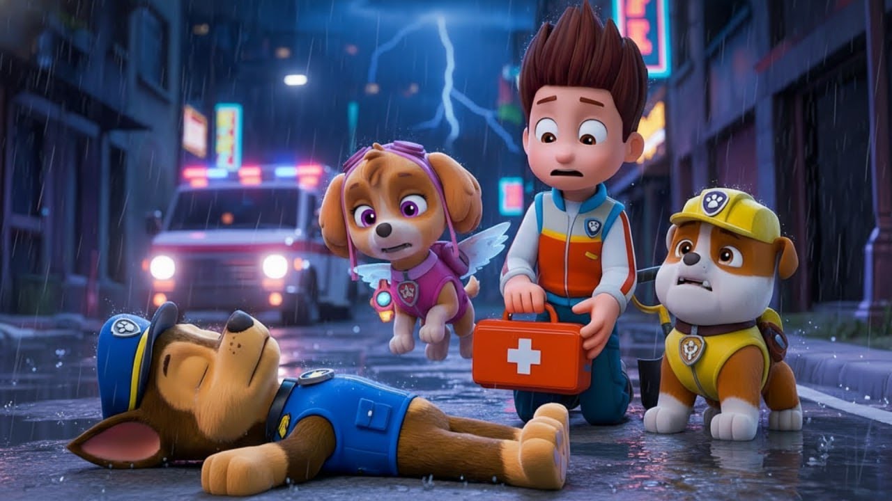 Paw Patrol 3D Animation: Ryder and the Pups Rescue Chase on a Rainy Night | Rainbow 3