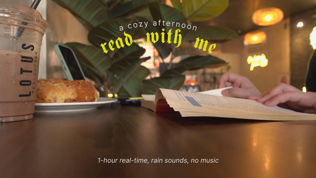 read with me at a café ☕ 1 hour real-time, rain sounds, coffee shop ambience, no music