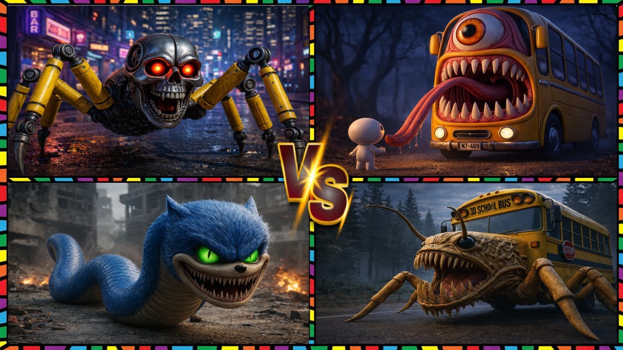 🚂👀😱 Skeleton Excavator😱🆚 Bus Eater 😱🆚 Sonic Head Eater🆚 School Bus Eater- Coffin Dance Song🎶