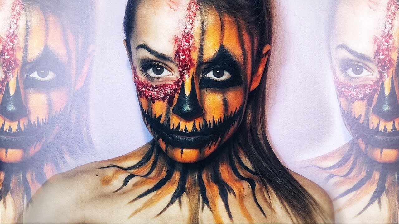 MAQUILLAJE DE CALABAZA HALLOWEEN- Super facil- Make up halloween pumpkin