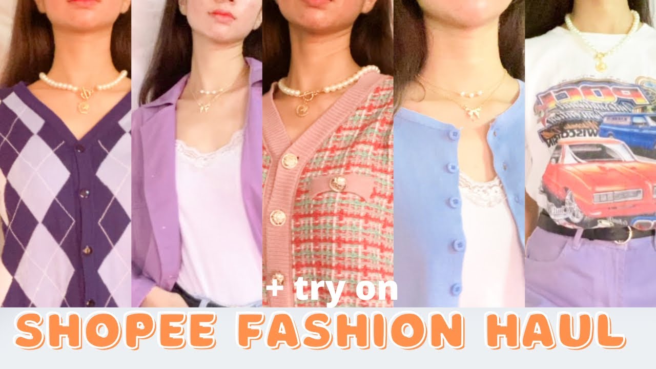 Shopee Try on Haul : Nike air force, cardigan, Knitw Sweater, Graphic Tee | Indonesia