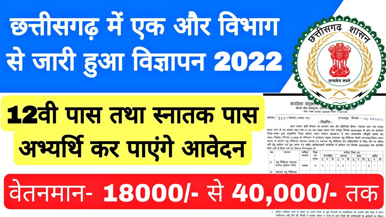 Chhattisgarh 12th pass vacancy Recruitment 2022 /Cg govt job Vacancy
