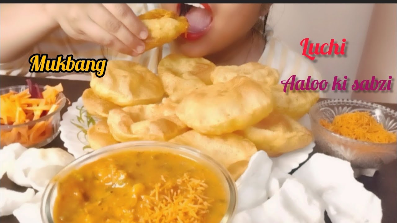 EATING: Puri, Aaloo ki sabzi mukbang | luchi puri mukbang show  |