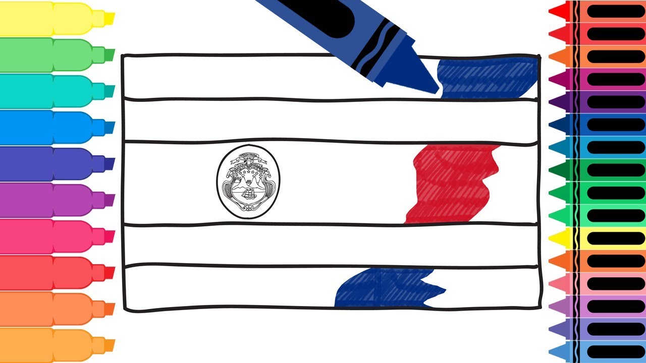 How to Draw the Costa Rica Flag - Coloring Pages for kids - Draw a Costa Rican Flag | Tanimated Toys