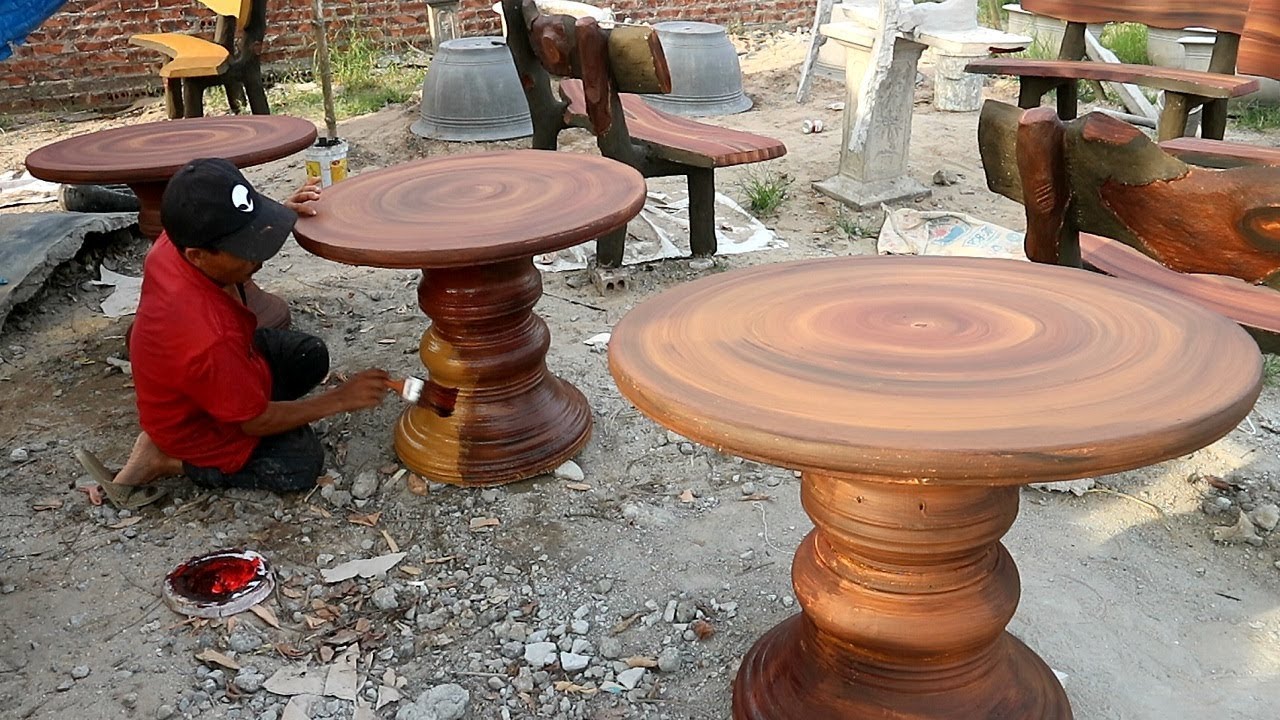 Techniques Build Concrete Table Wood imitation Beautiful // Traditional Techniques Craft Skills