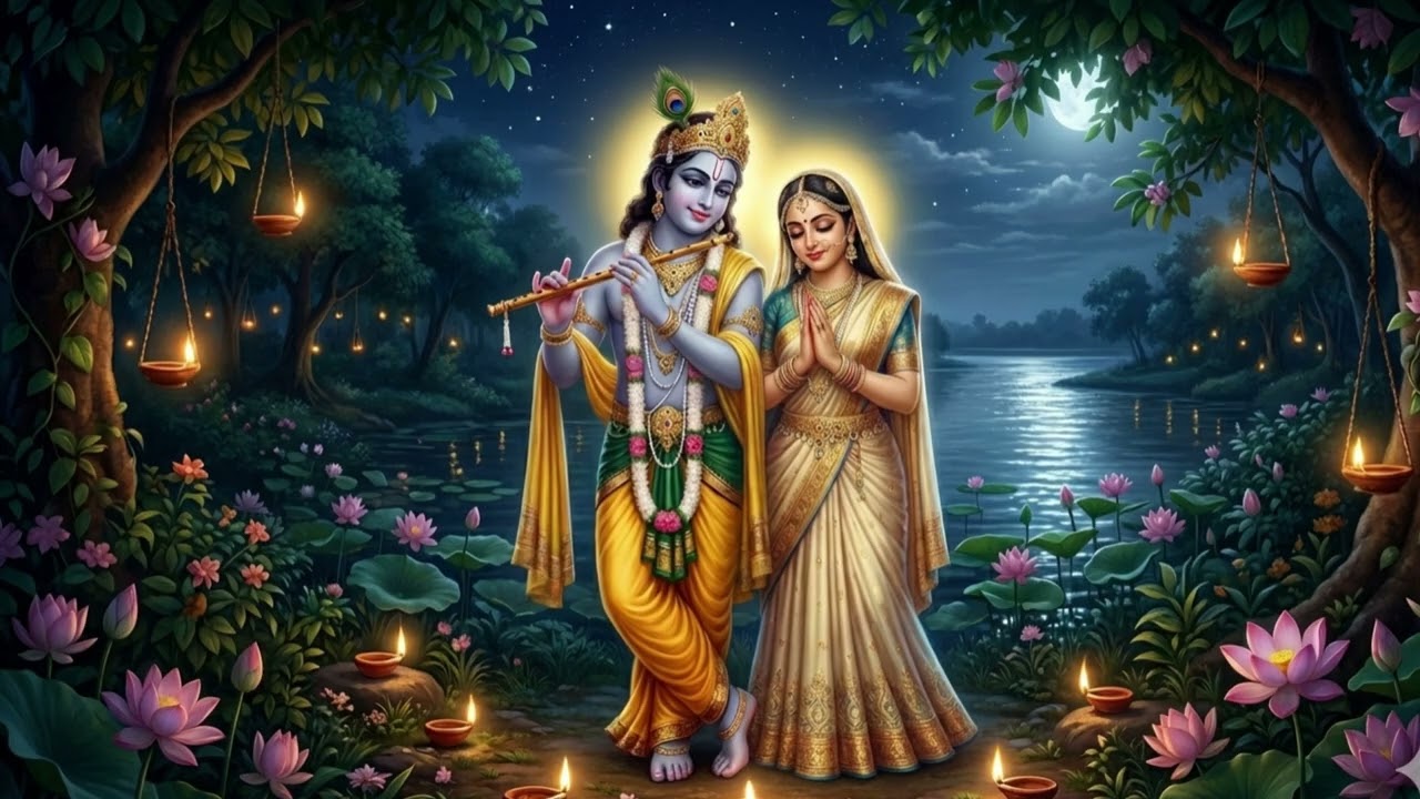 Jaya Radha Madhava | Soft Devotional Bhajan | Peaceful Vrindavan Night
