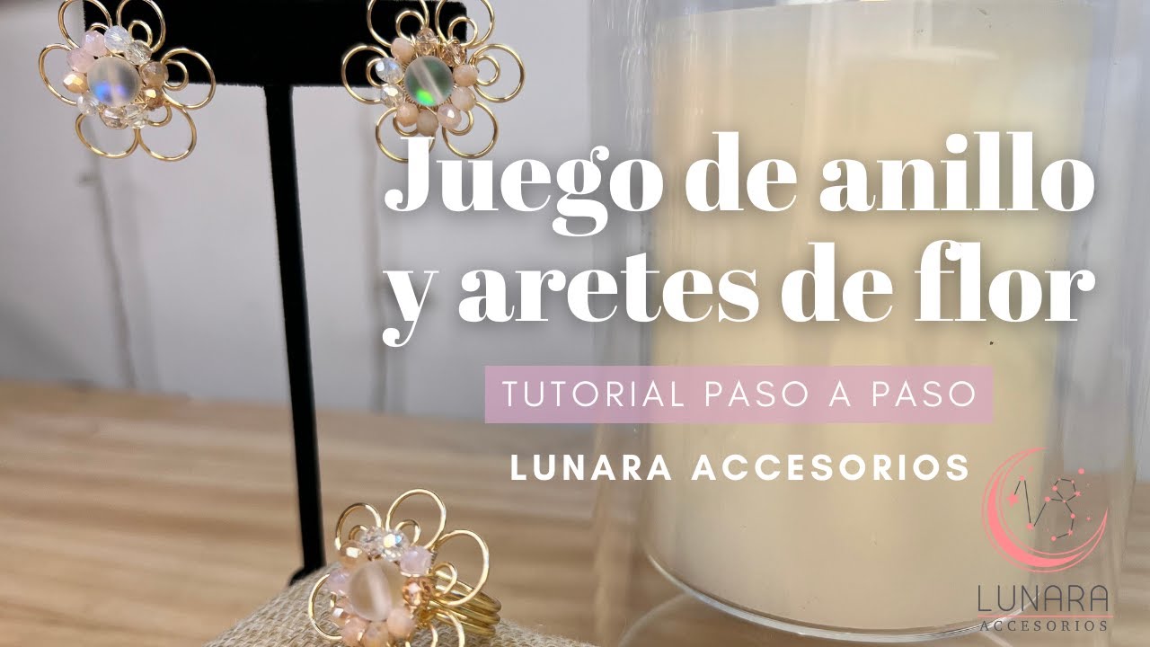 Tutorial paso a paso de Juego de aretes y anillo de flor  🌸  / Alambrismo - 🌙  Lunara Accesorios