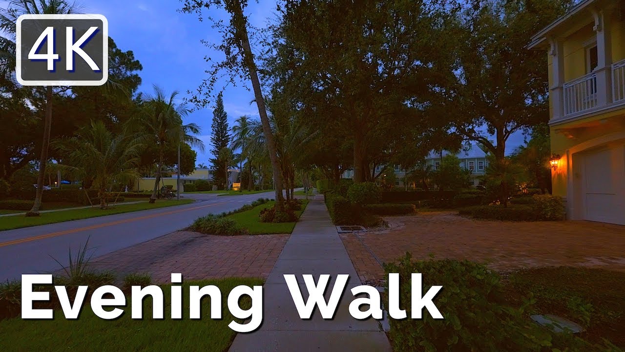 [4K] Evening Walk through Old Naples, Florida, July 2022