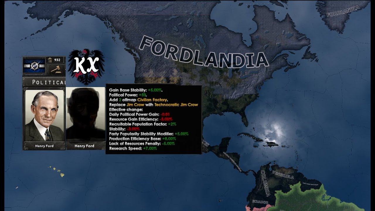 Henry Ford dream realized in America | Kaiserredux mod, Hearts of iron 4