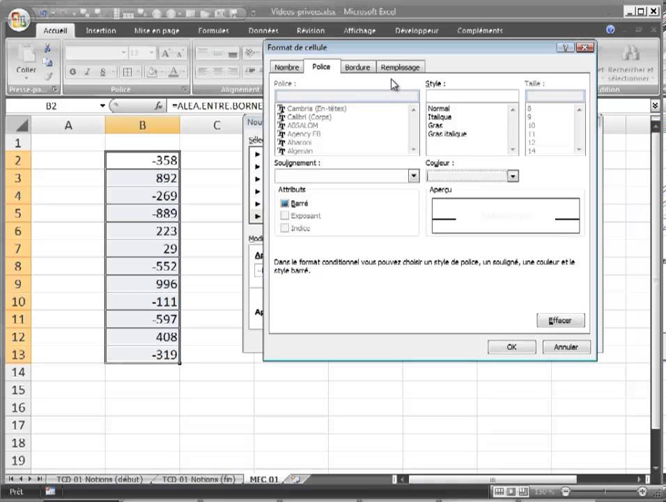 Excel 2007 : Mise en forme conditionnelle - Montants négatifs