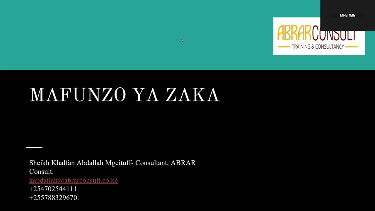 Mafunzo ya Zaka: Masharti ya Zaka na Nafasi ya Zaka katika Maendeleo