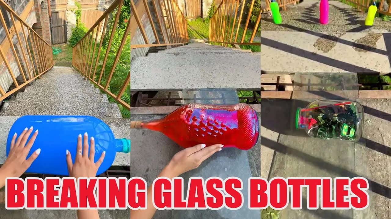 Breaking Glass Bottles and Balloon Drops 🔥 Crushing Crunchy & Soft Things #asmr #satisfying