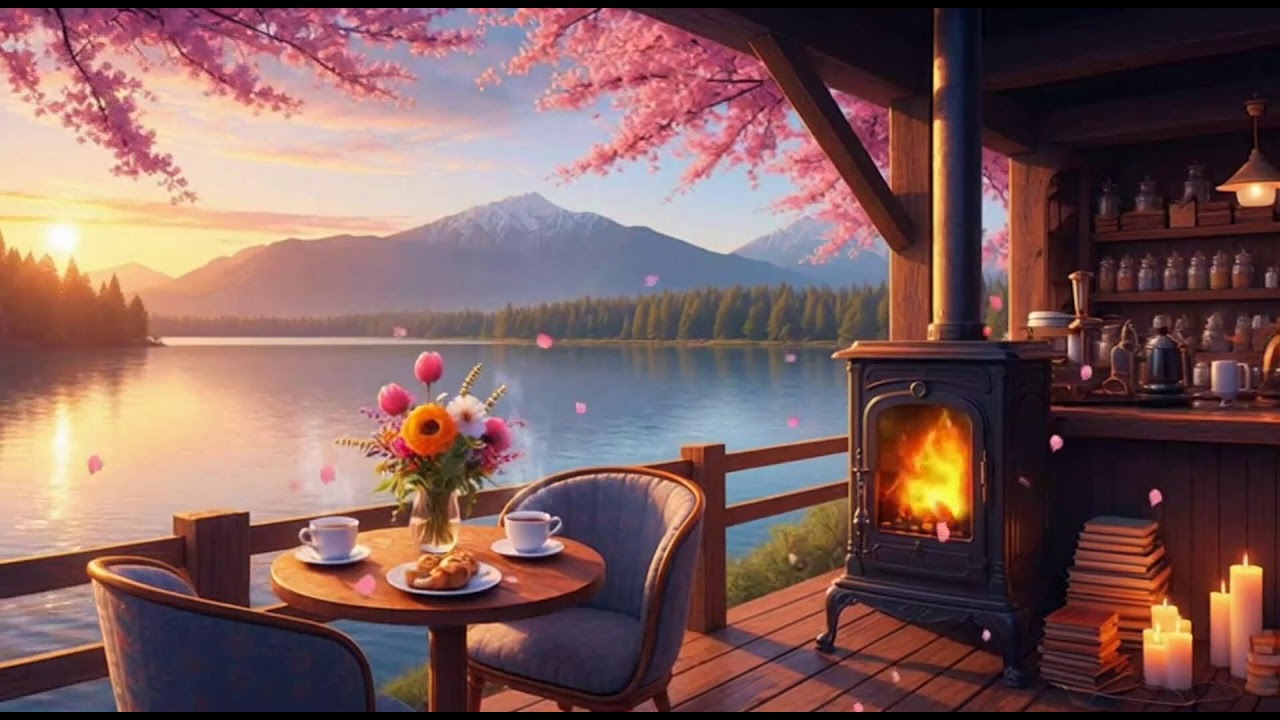 Spring Coffee Shop Ambience 🌸 Happy Morning with Relaxing Jazz Instrumental Music to Study, Work