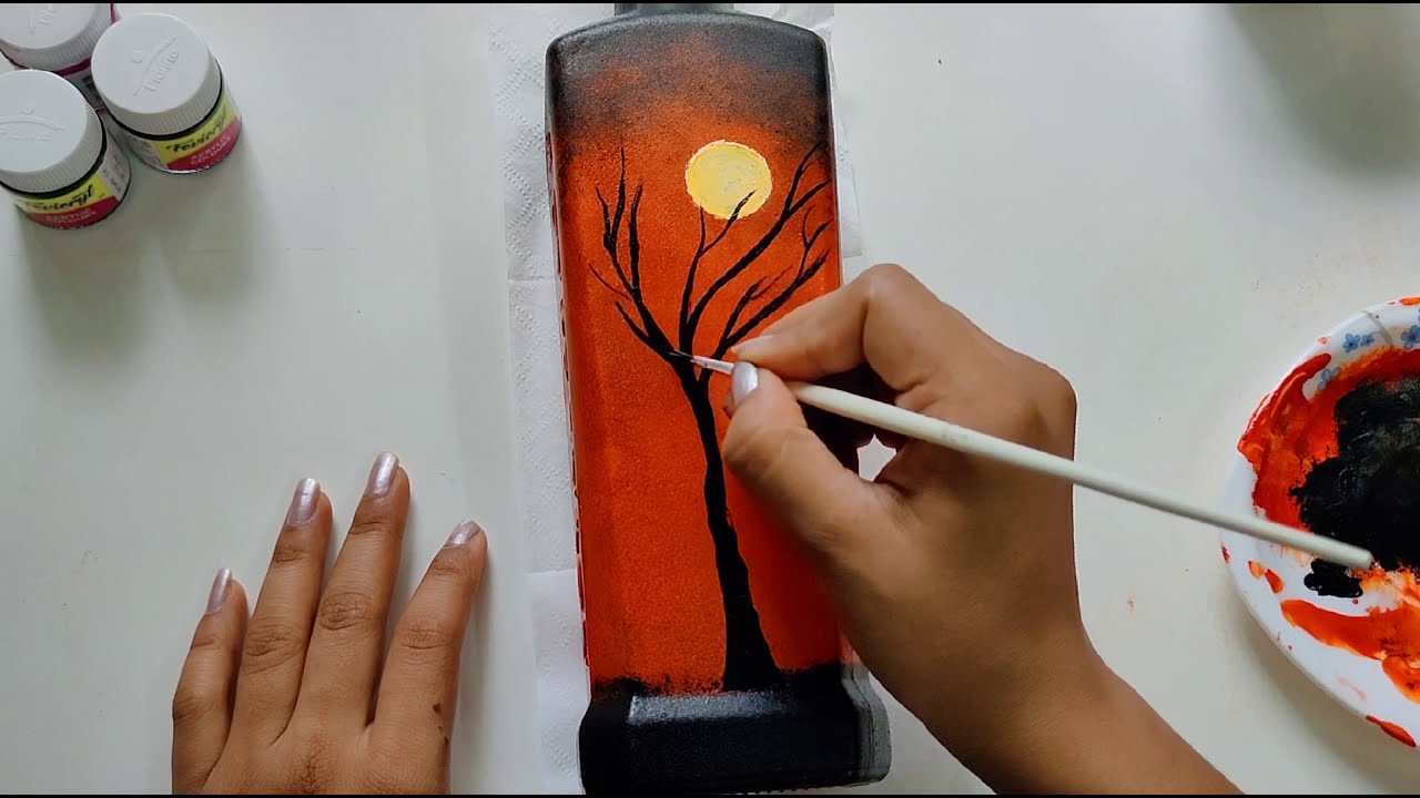 Bottle painting art/ easy glass painting