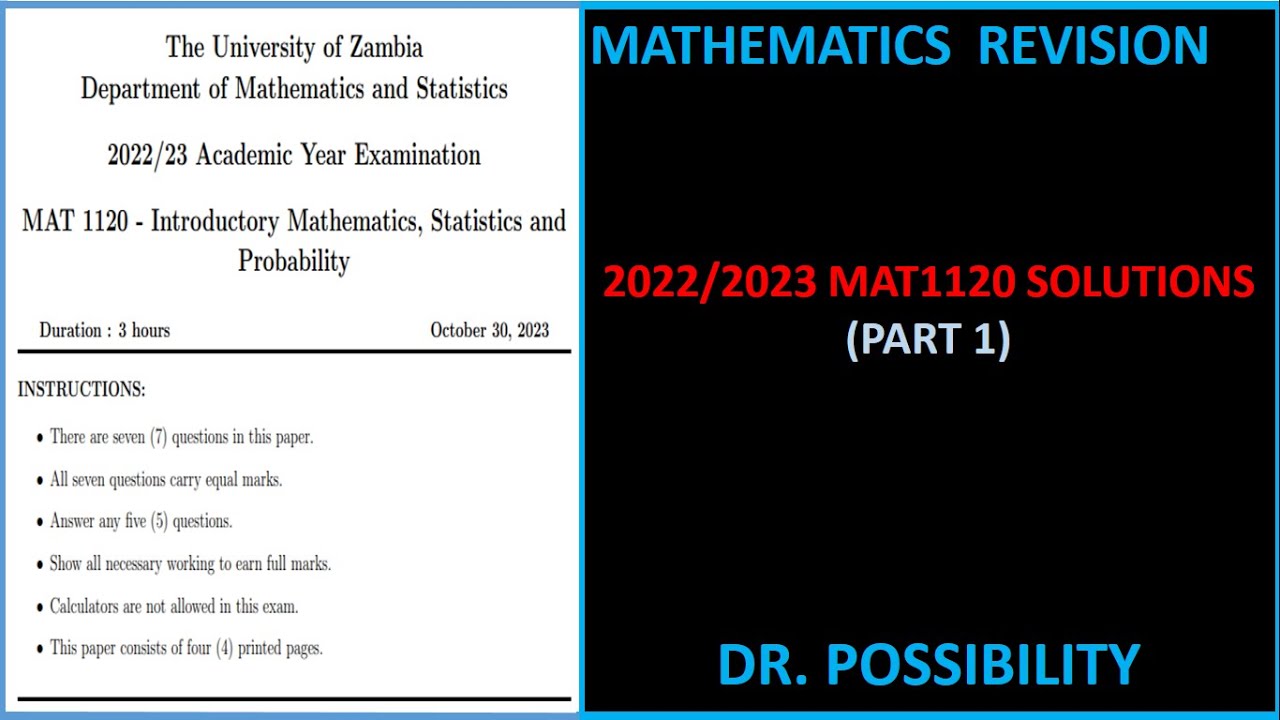 MAT 1120 2023 EXAM QUESTION ONE SOLUTION