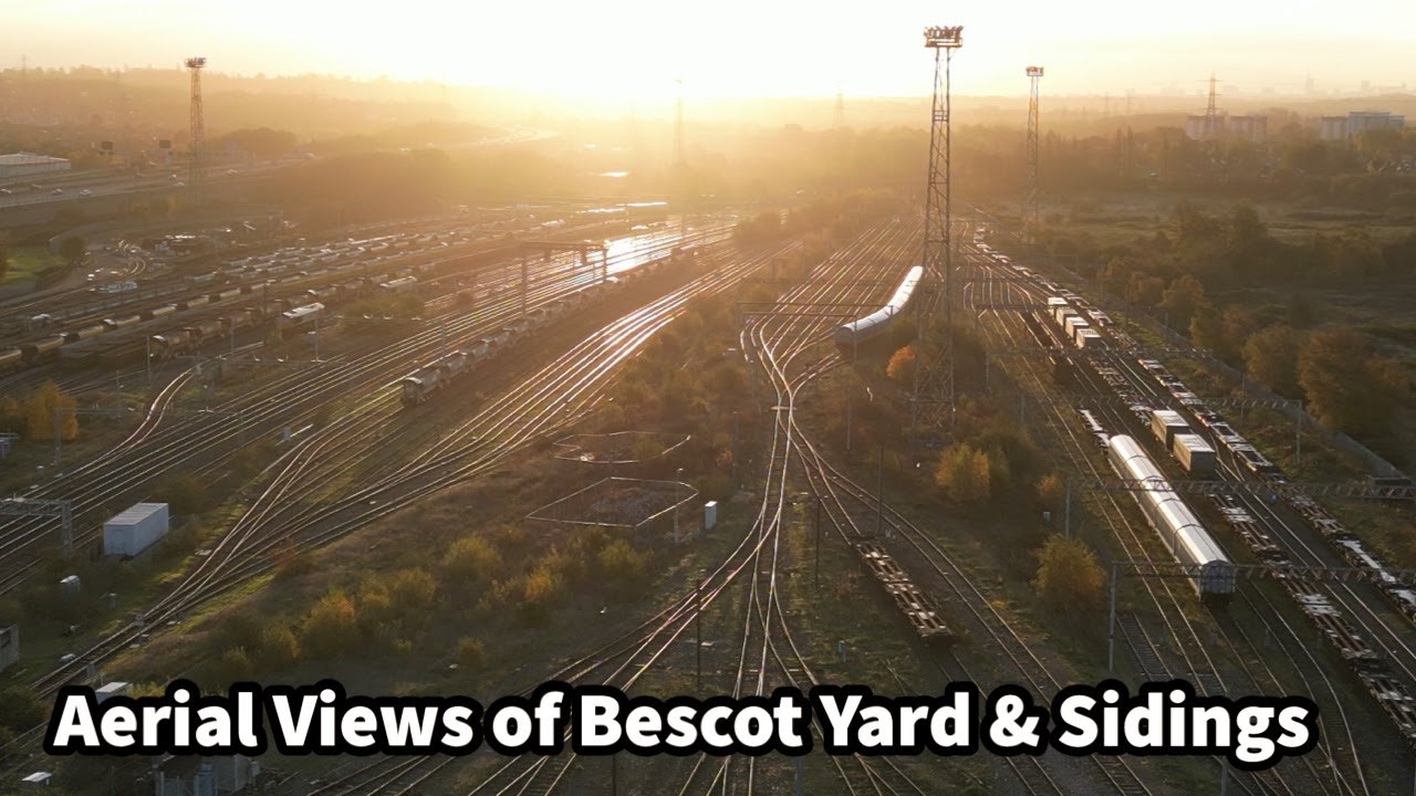 AERIAL VIEWS of Bescot Yard & Sidings in Gorgeous Autumn Morning Sunlight