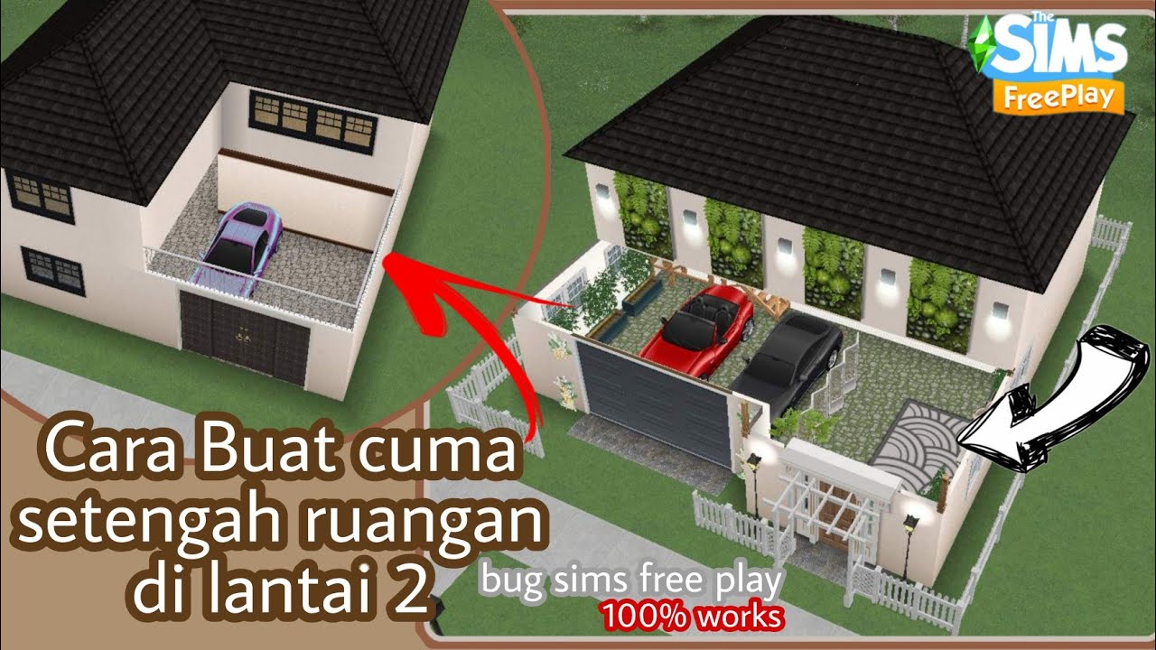 THE SIMS FREE PLAY || Cara Membuat Setengah Ruangan Di Lantai 2 || bug 100% works