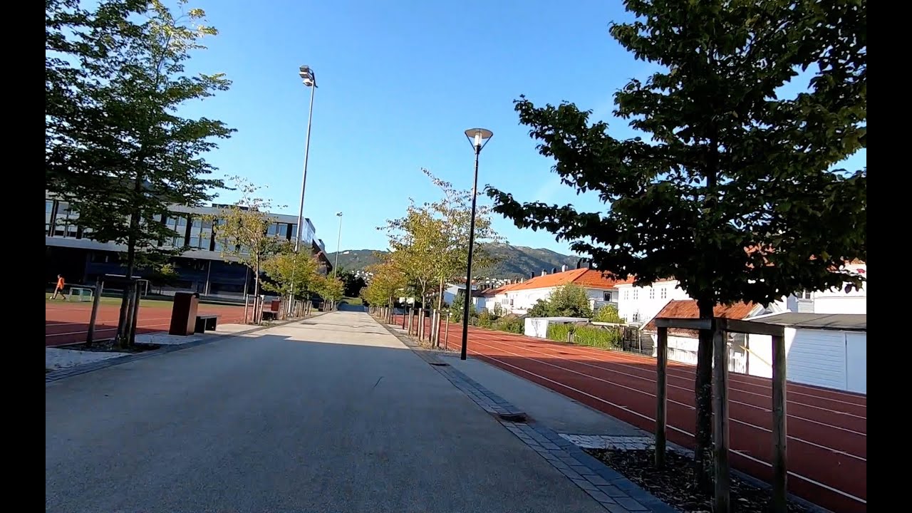 Bergen - Biking in to city center from Brann Stadium