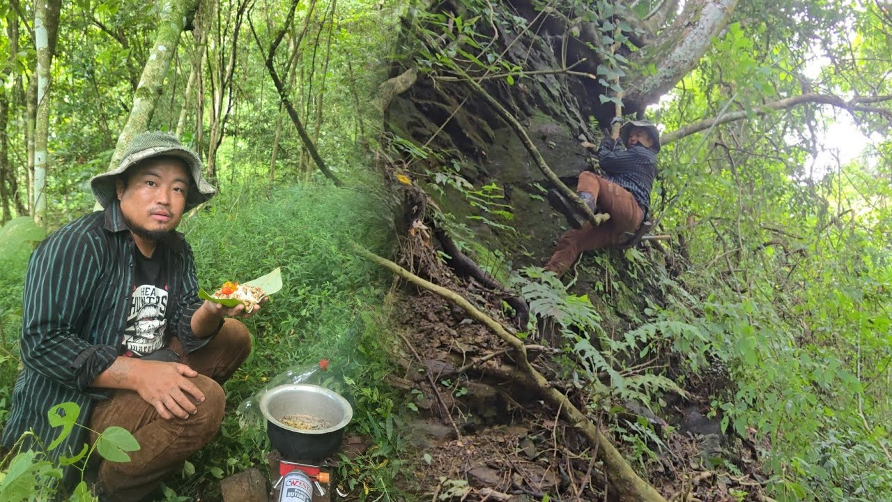 Cooking delicious local delicacy in the haunted forest .