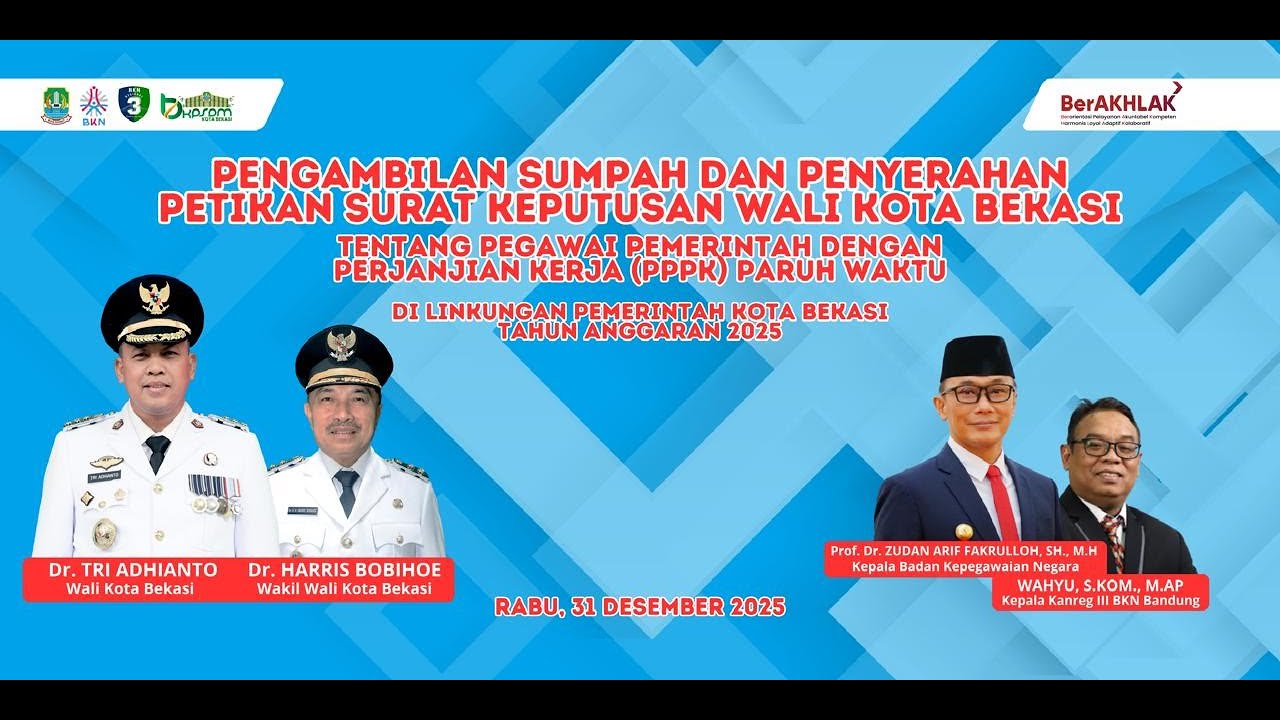 LIVE : Pengambilan Sumpah Janji PPPK Paruh Waktu Kota Bekasi T.A 2025