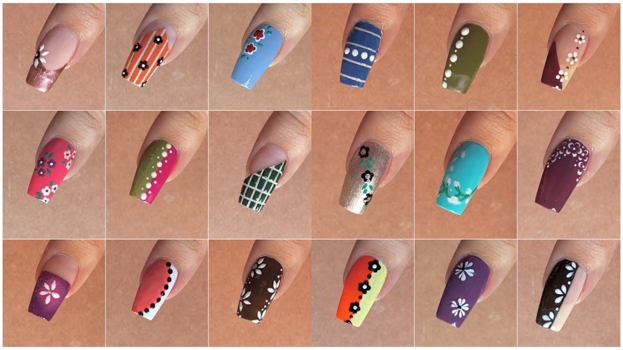 Easy nail art designs compilation || Flower nail art compilation || Dot nails