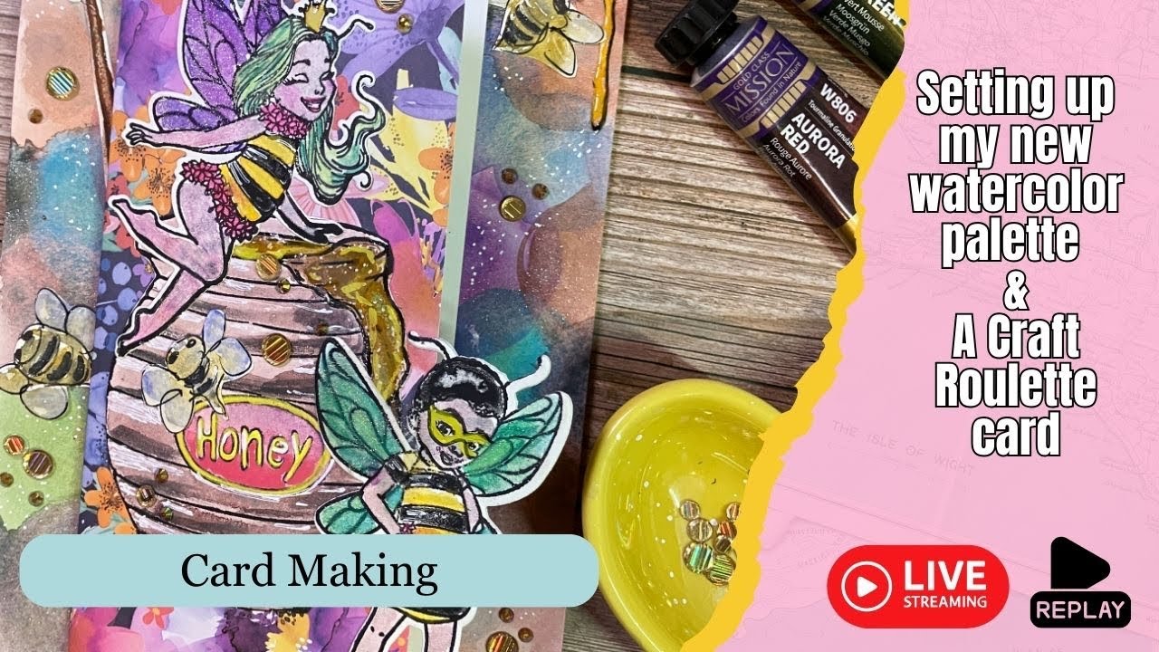 Making a Craft Roulette card and setting up my new watercolor palette 