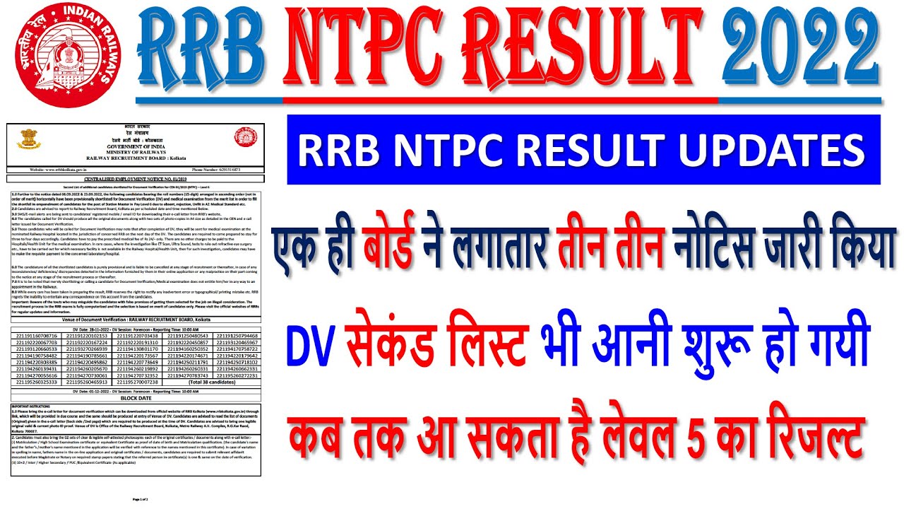 इस बोर्ड ने एक ही दिन में तीन तीन नोटीफिकेसन जारी किया गया | RRB NTPC PART PANEL RESULT