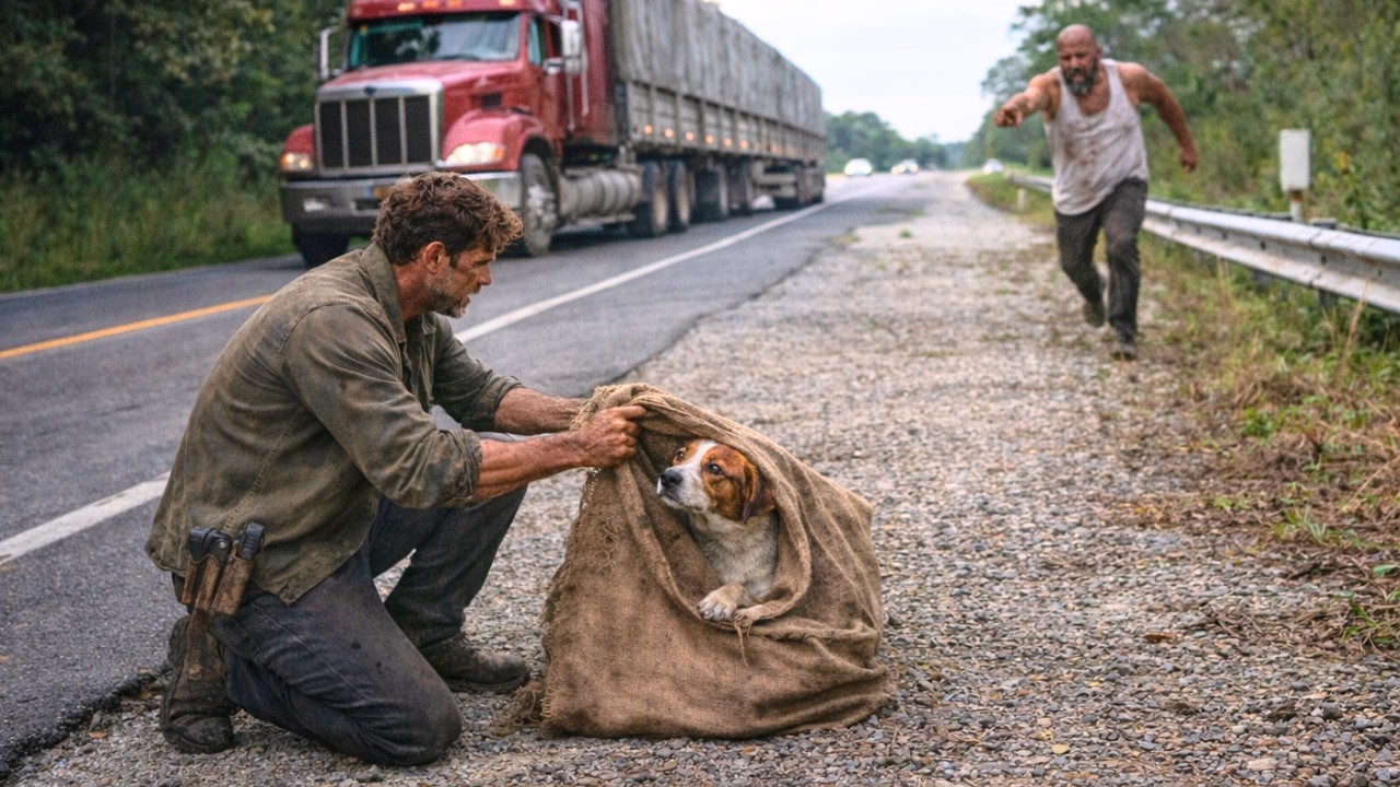 caminhoneiro encontra um cachorro preso num saco na beira da br — e o dono aparece furioso,,