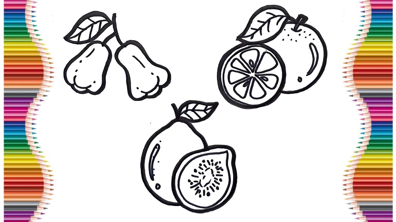 Cara Menggambar Buah dari Huruf J 🍊🍐 | Jeruk, Jambu Air & Jambu Biji | Drawing for Kids