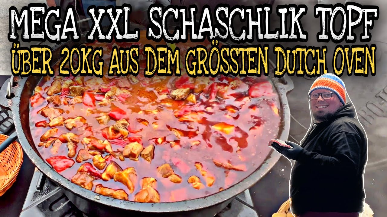 Gigantischer XXL Schaschlik Silvester Partytopf aus dem größten Dutch Oven