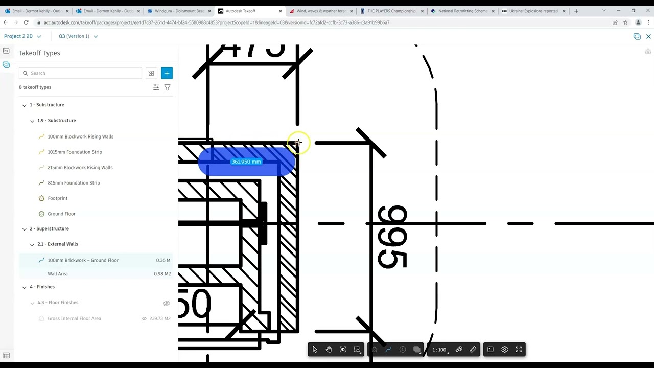 Autodesk Takeoff 2D - External Walls Ground Floor