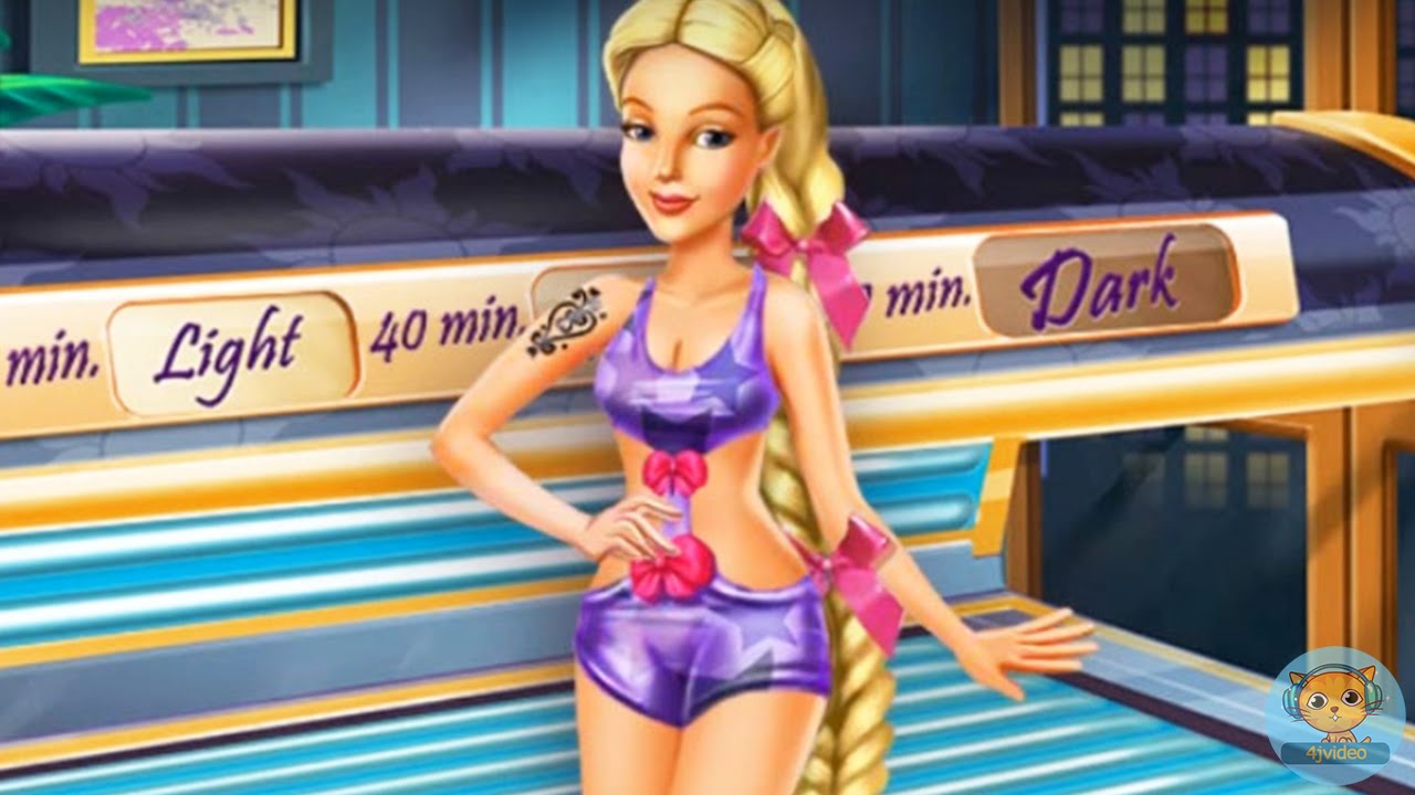 Barbie Rapunzel Tanning - Barbie Princess games videos for girls - 4jvideo