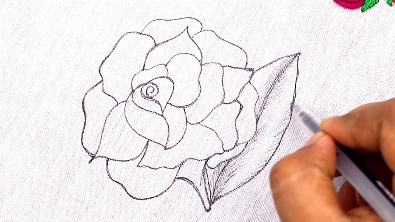 how to draw a rose flower with pencil sketch, very easy drawing tutorial of Rose Flower