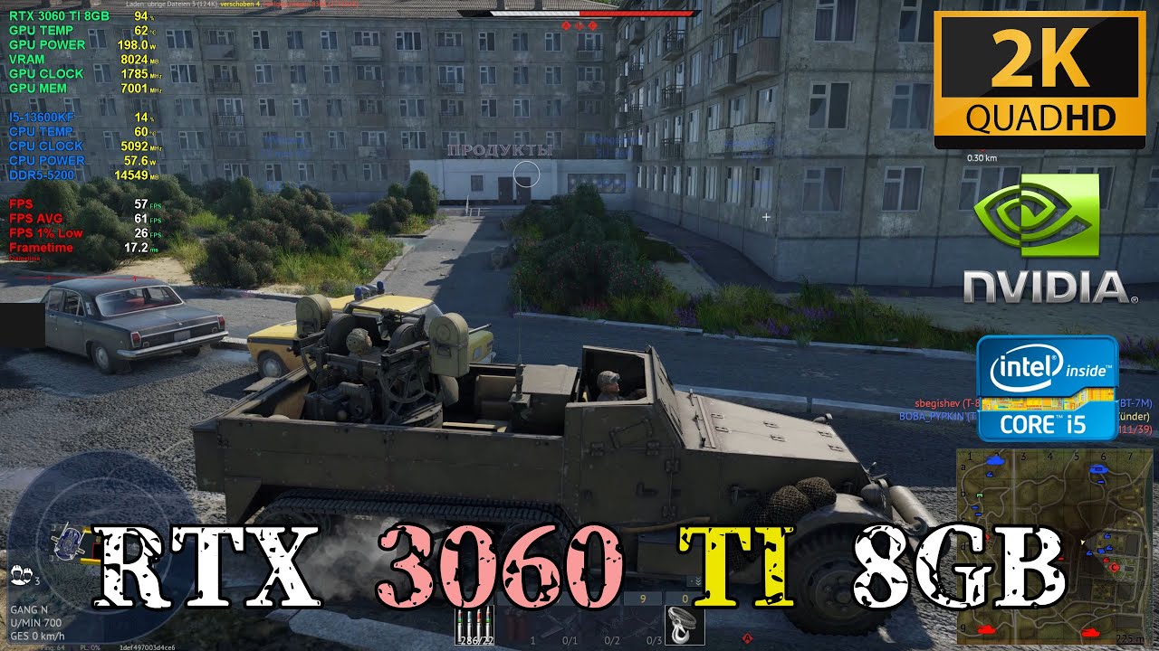 War Thunder RTX 3060 TI 8GB​​ + i-5 13600KF WQHD DLSS OFF SSAA ON  Maximum Details
