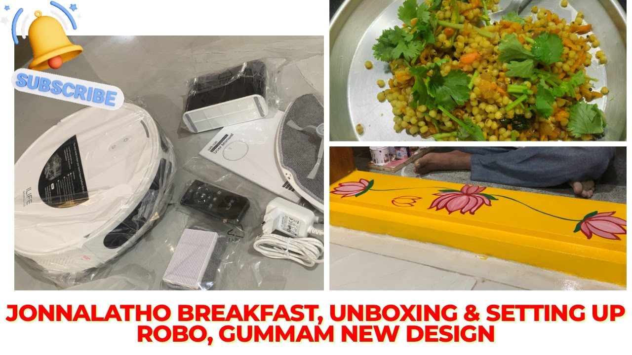 Vlog: జొన్నలతో healthy breakfast | Unboxing & setting up robo cleaner | గుమ్మం design painting