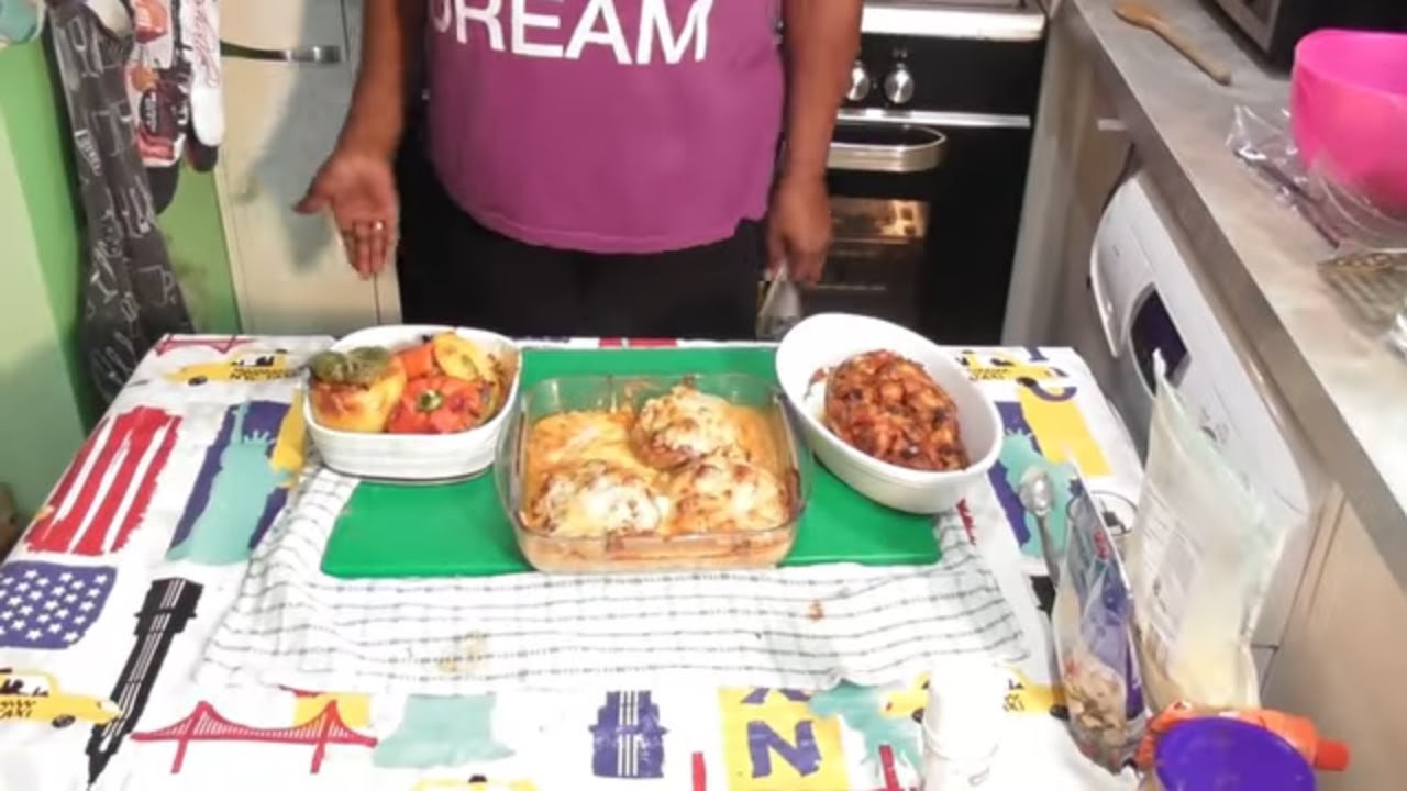 Gordon Ramsay's kitchen nightmare's Momma Cherri. Stuffed eggplant, peppers, and mushrooms.