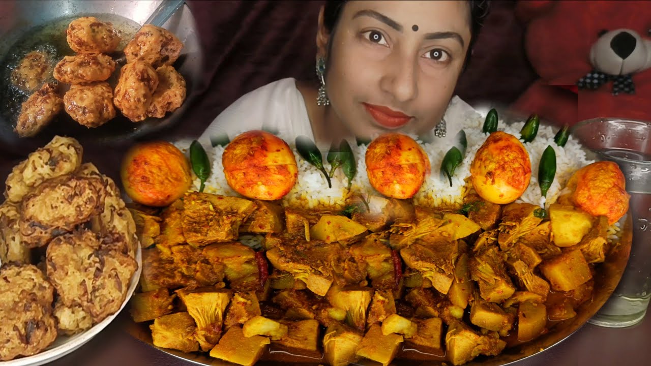 SPICY🔥EGGS JACKFRUIT MASALA CURRY(Recipe in Vdo) Mukbang ASMR Eating & Cooking Delicious Lunch