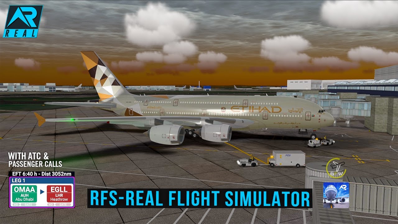 RFS - Real Flight Simulator-  Abu Dhabi to London||Full Flight|Airbus A380|Etihad||FullHD||RealRoute