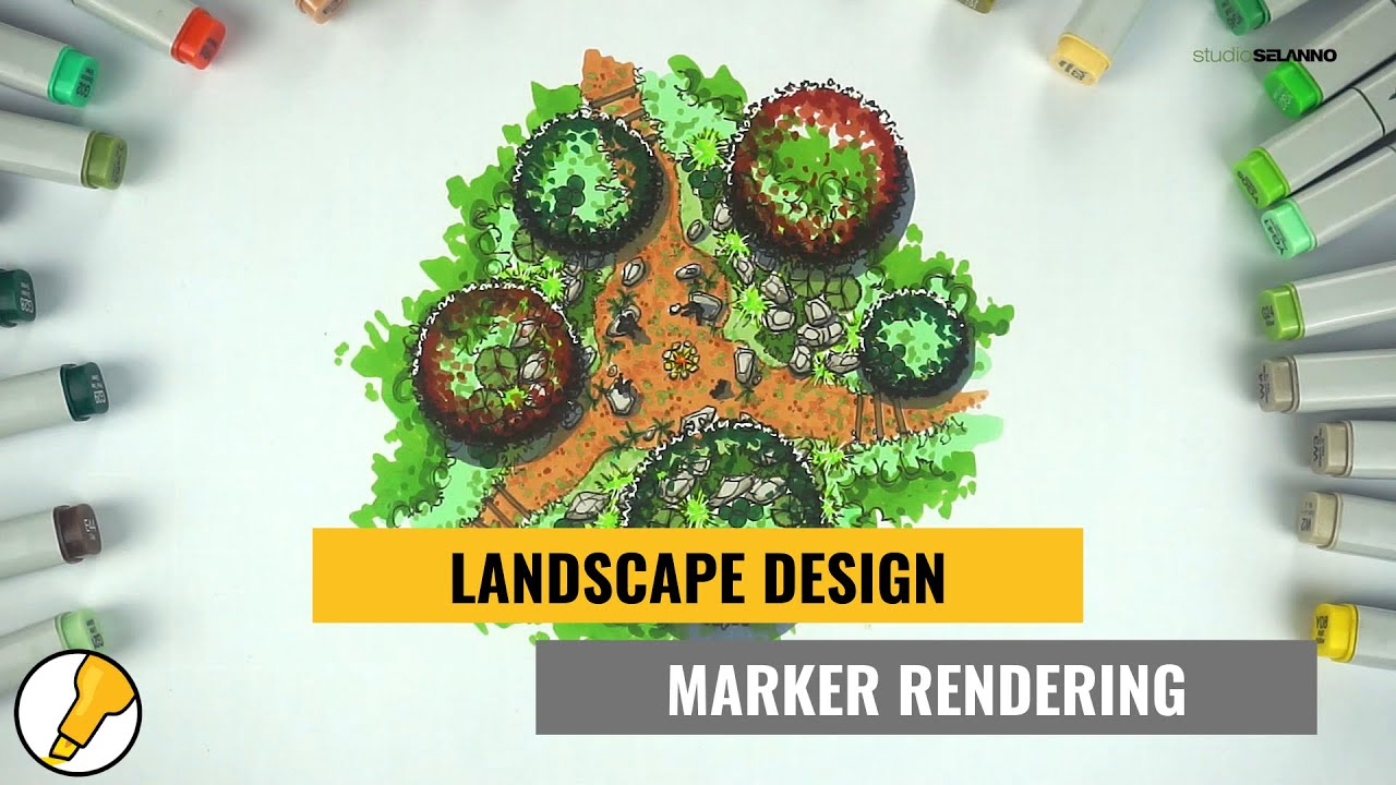 HOW TO Hand Render a Landscape Design with Copic Markers #6