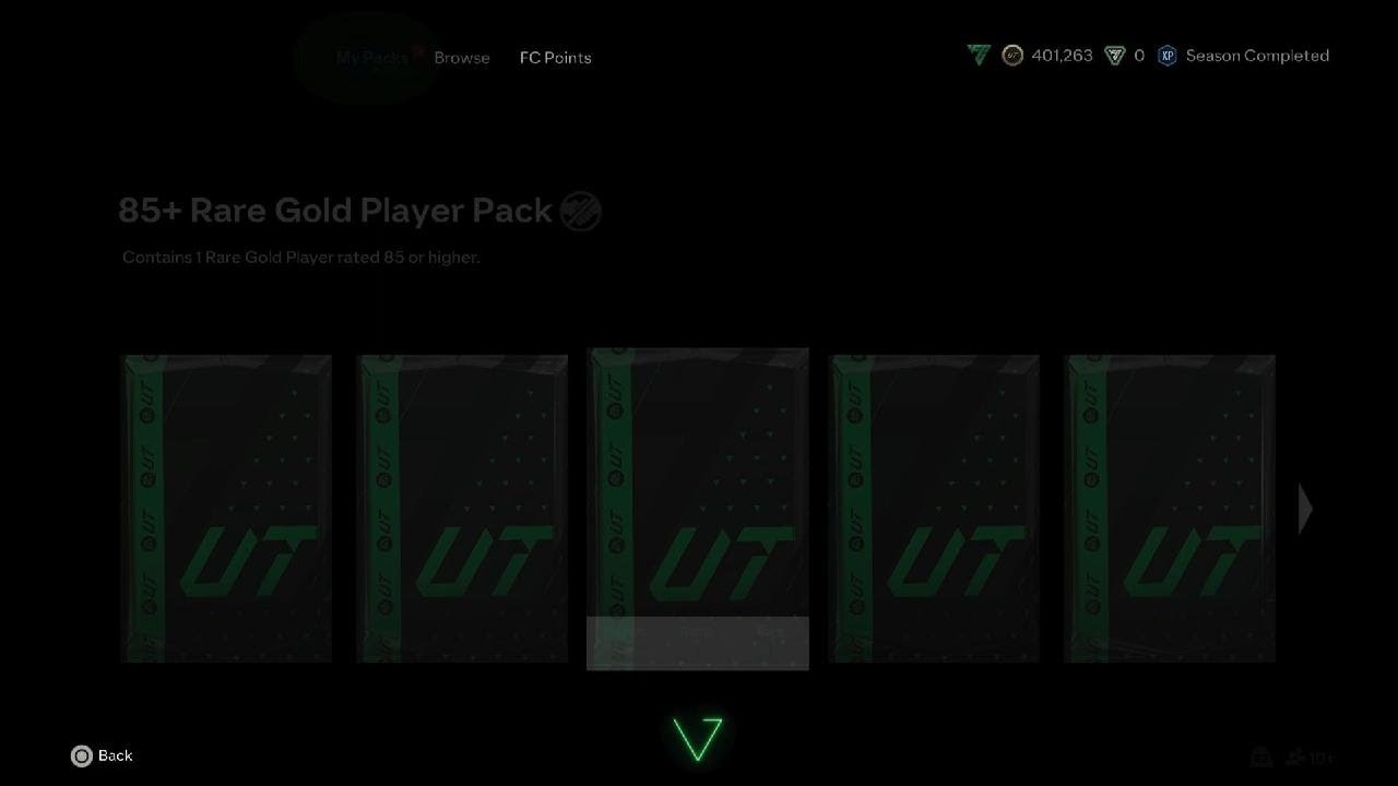 85+ rare gold player pack (sbc)